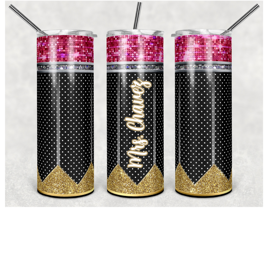 Polka Dot Pencil Tumbler with Personalization