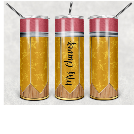 Yellow Star  Pencil Tumbler with Personalization