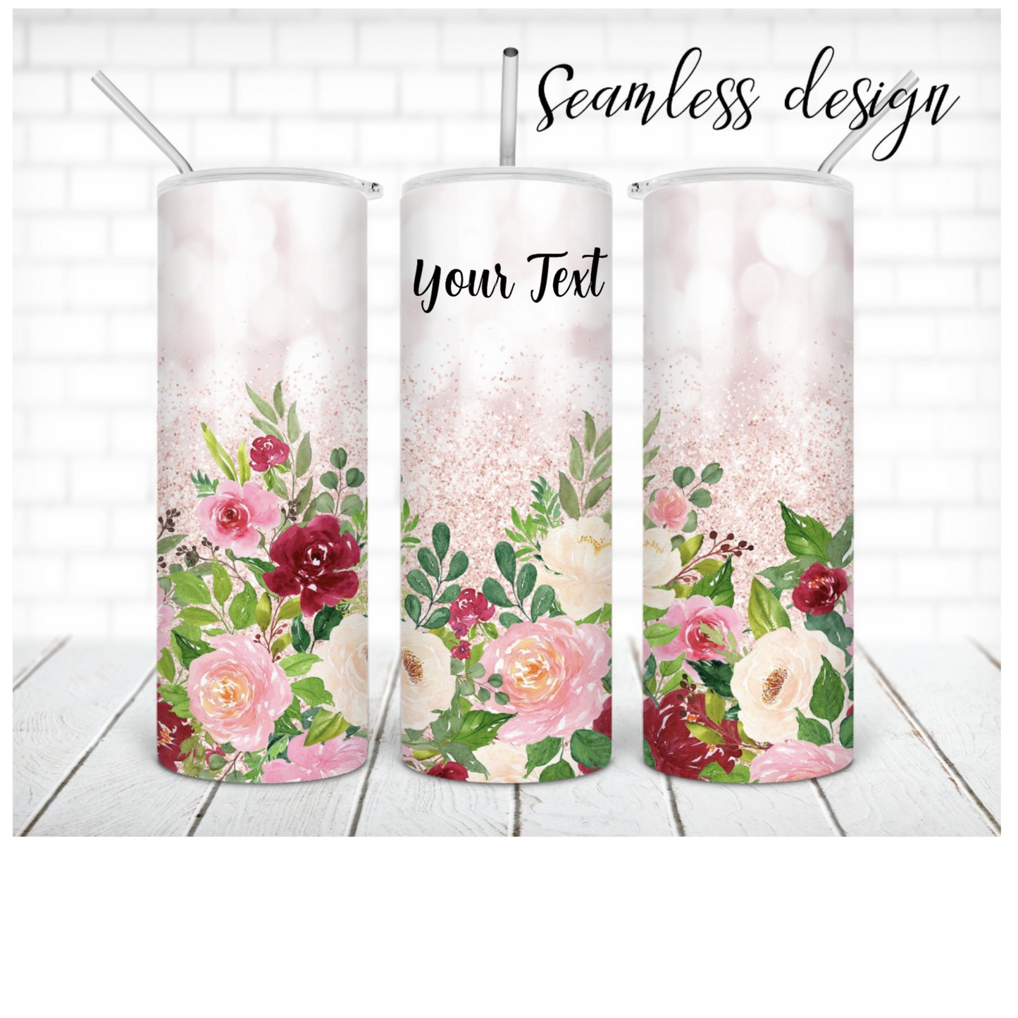 Floral Tumbler with  Personalization