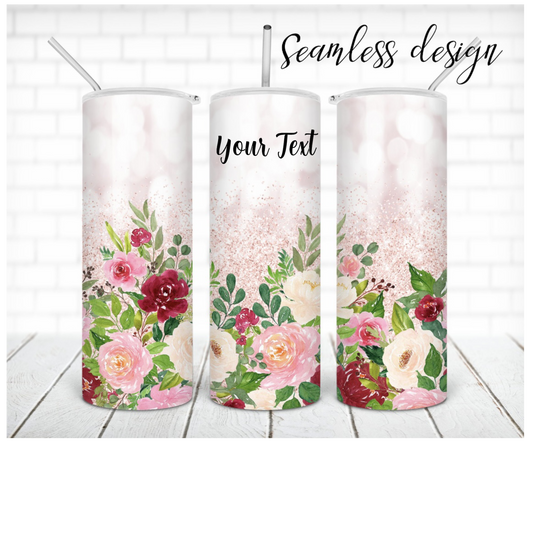 Floral Tumbler with  Personalization