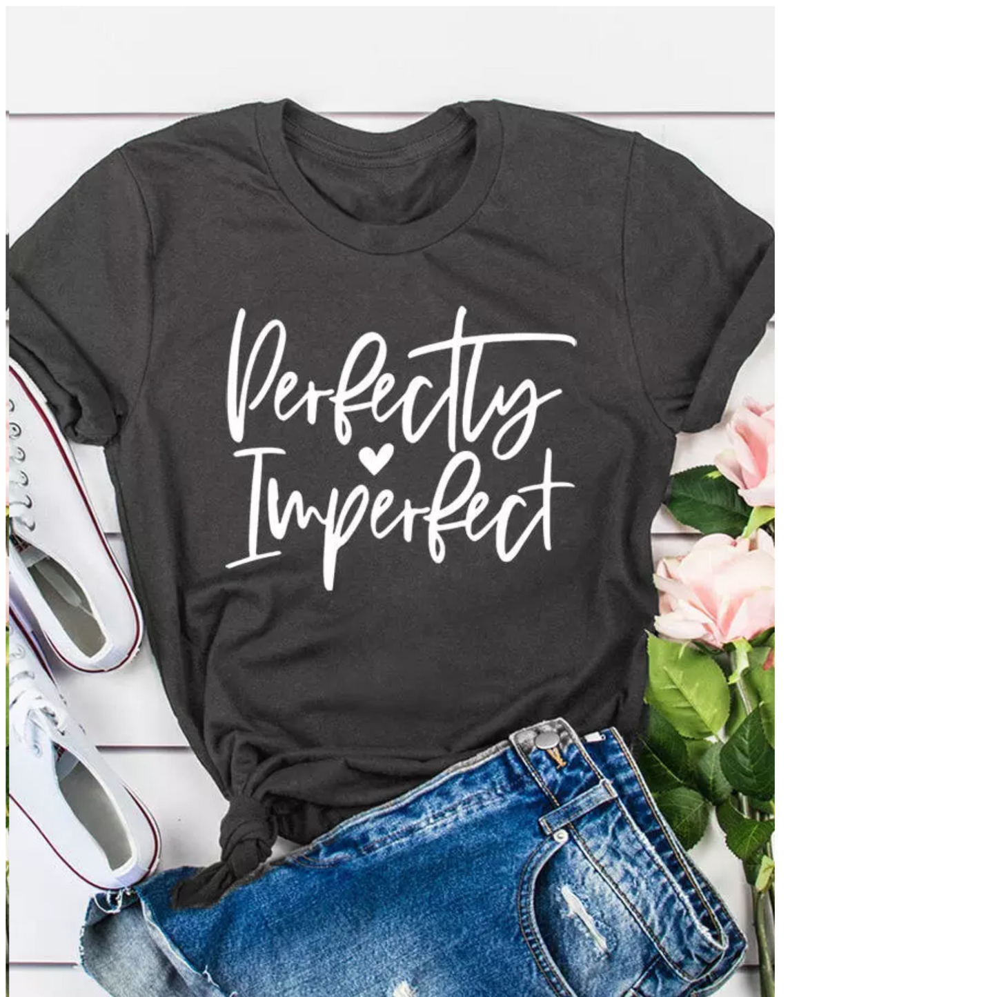 Perfectly Imperfect with heart - White Lettering Only