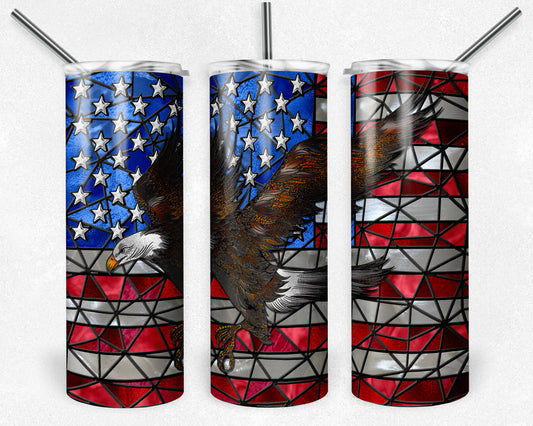 Stained Glass American Flag with Eagle